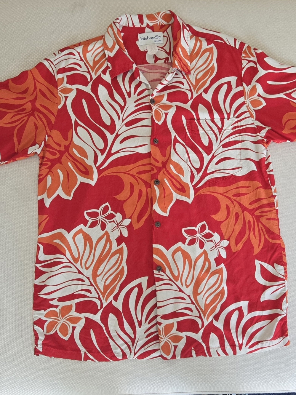 Bishop St. Apparel Mens Hawaiian Shirt Button Down MEDIUM Tropical Beach